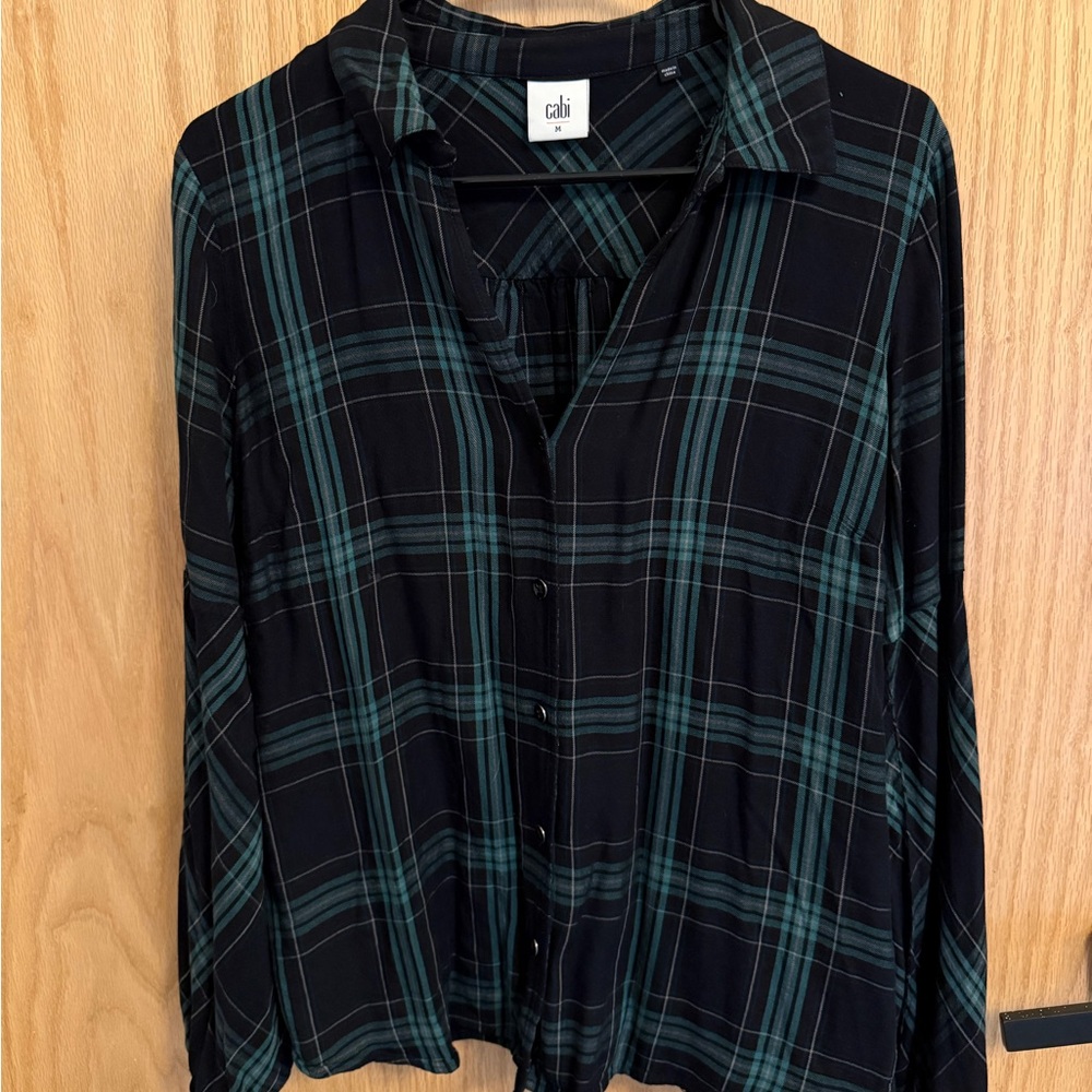 CAbi | Black and Green Plaid Button-Up Shirt